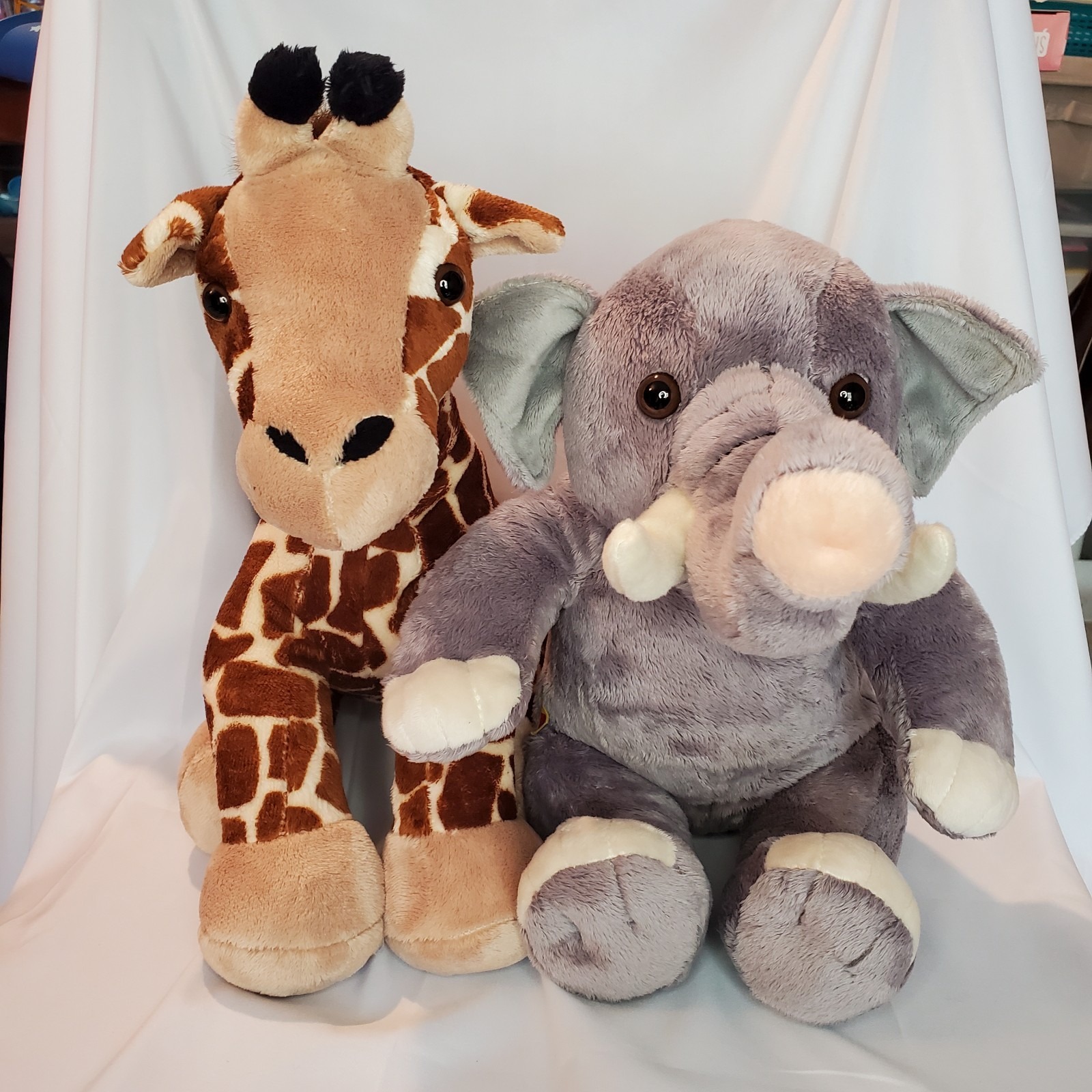 Build A Bear Elephant And Giraffe Plush Stuffed Animal 12 St. Louis Zoo Lot Bab
