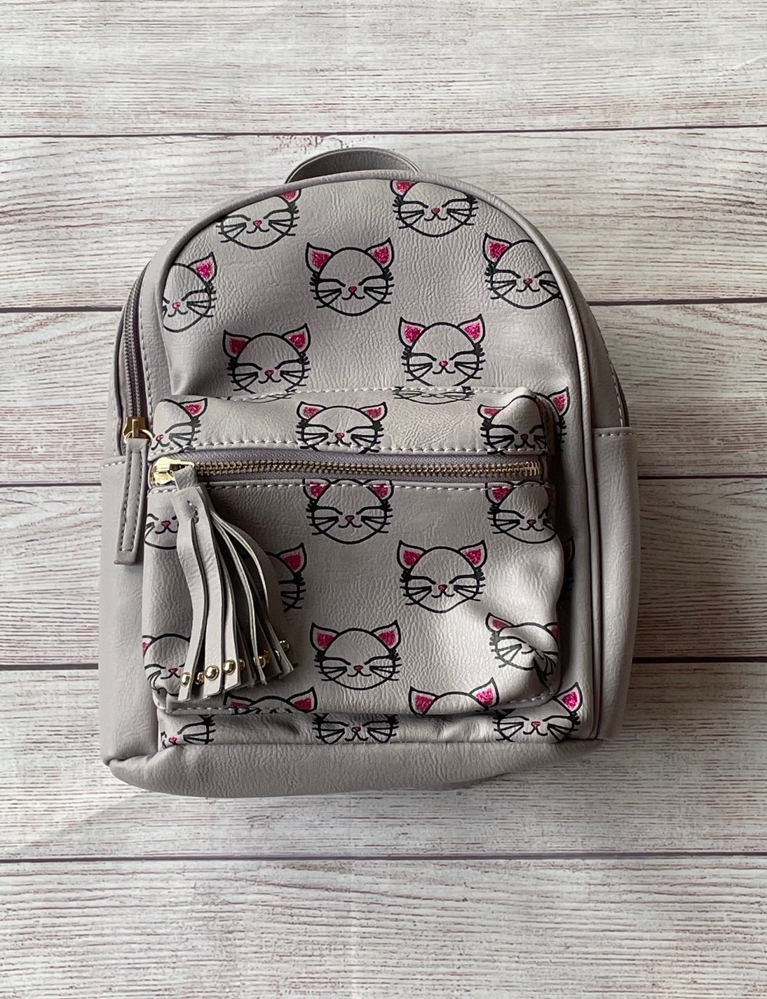 Grey Cat Mini Backpack