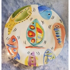 Antica Fornace Ceramiche De Tavola~Handpainted Fish 11 Dinner Plate Set of 3