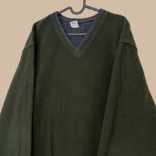 y2k dark green fleece sweater