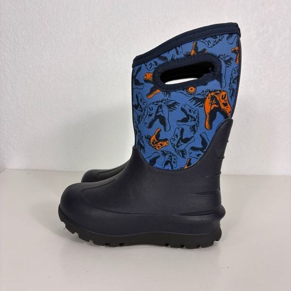 BOGS Navy Blue with Blue Orange Dinosaur Print Pull On Winter