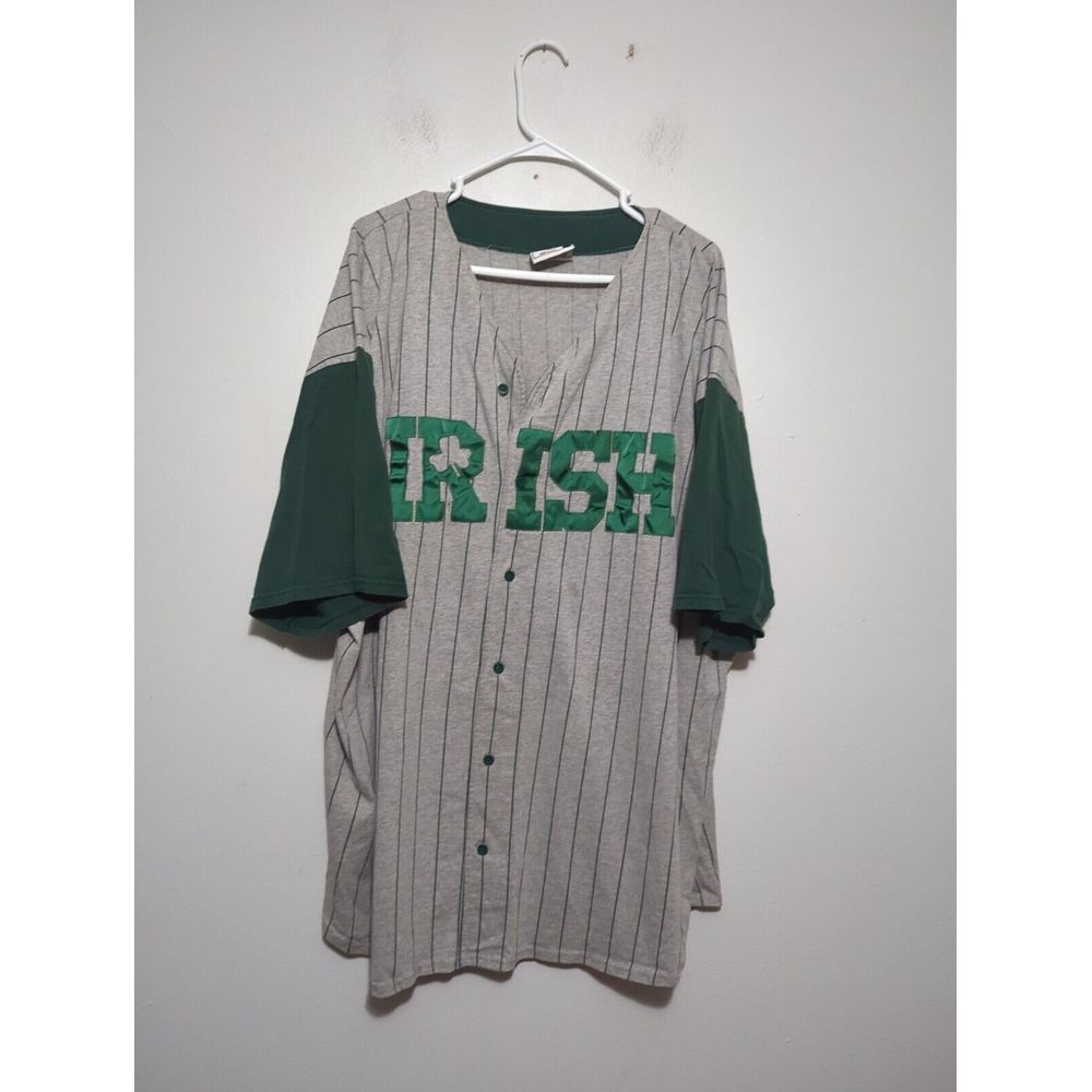 Badger Sport Mens Irish Baseball Embroidered Pinstripe Shirt Made in USA Sz 4XL