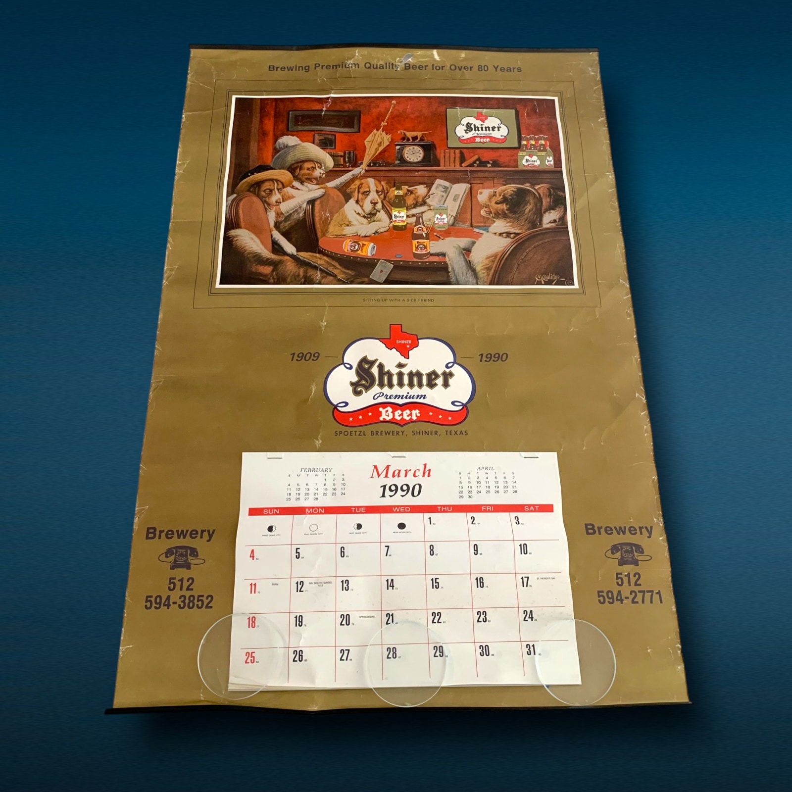 Vintage 1990 Shiner Beer Texas Spoetzl Brewery Promotional Wall Calendar *READ*