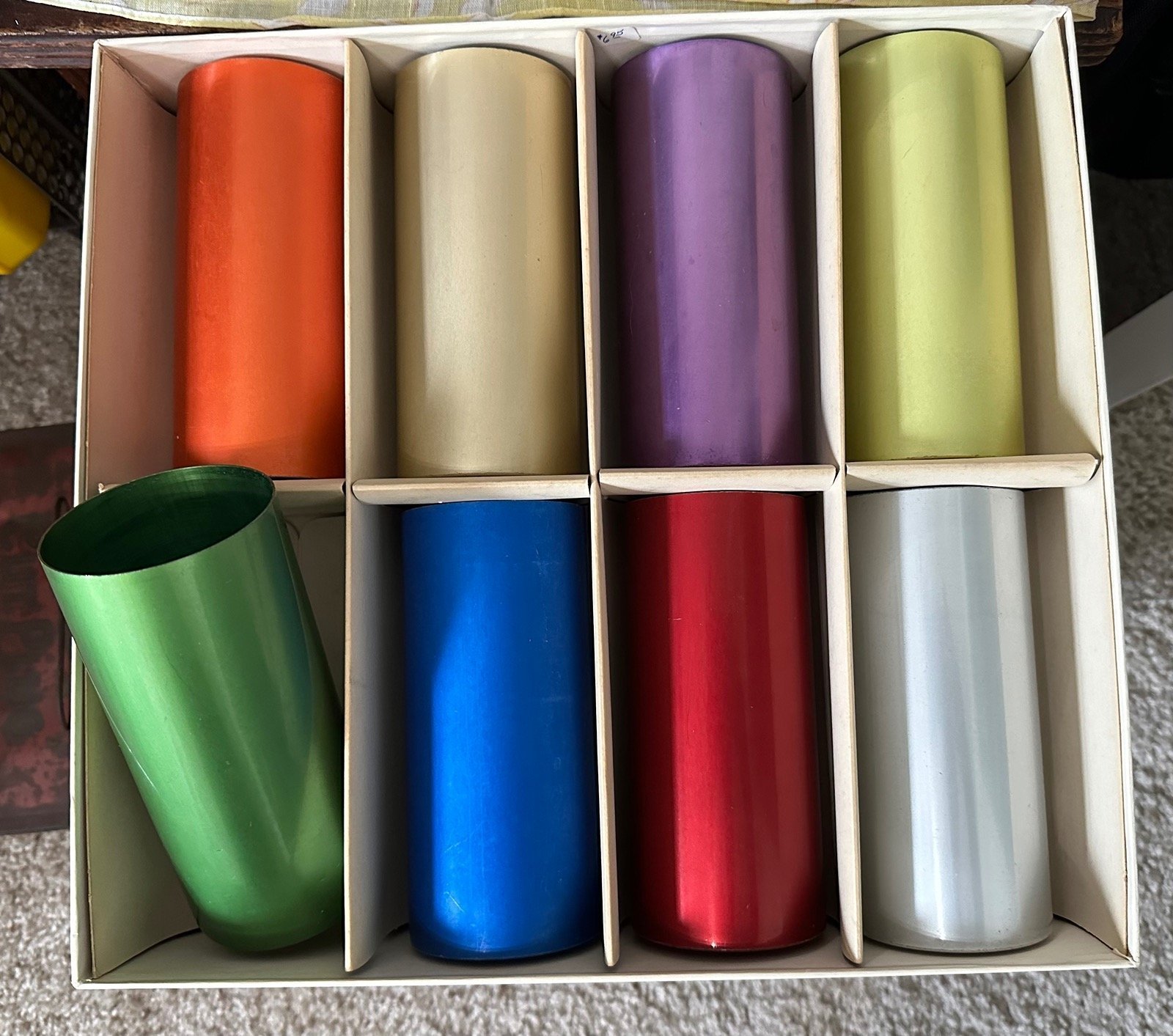 MCM Set of 8 Perma Hues Spun Anodized aluminum Tumblers FREE SHIPPING