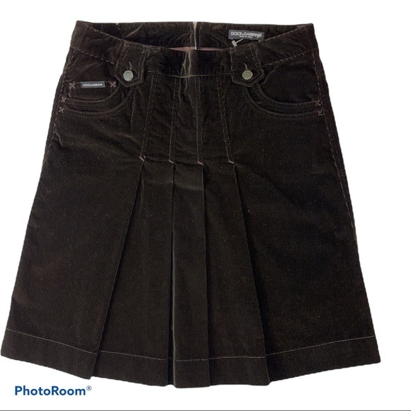 Dolce & Gabbana Brown Corduroy Knee Length Skirt