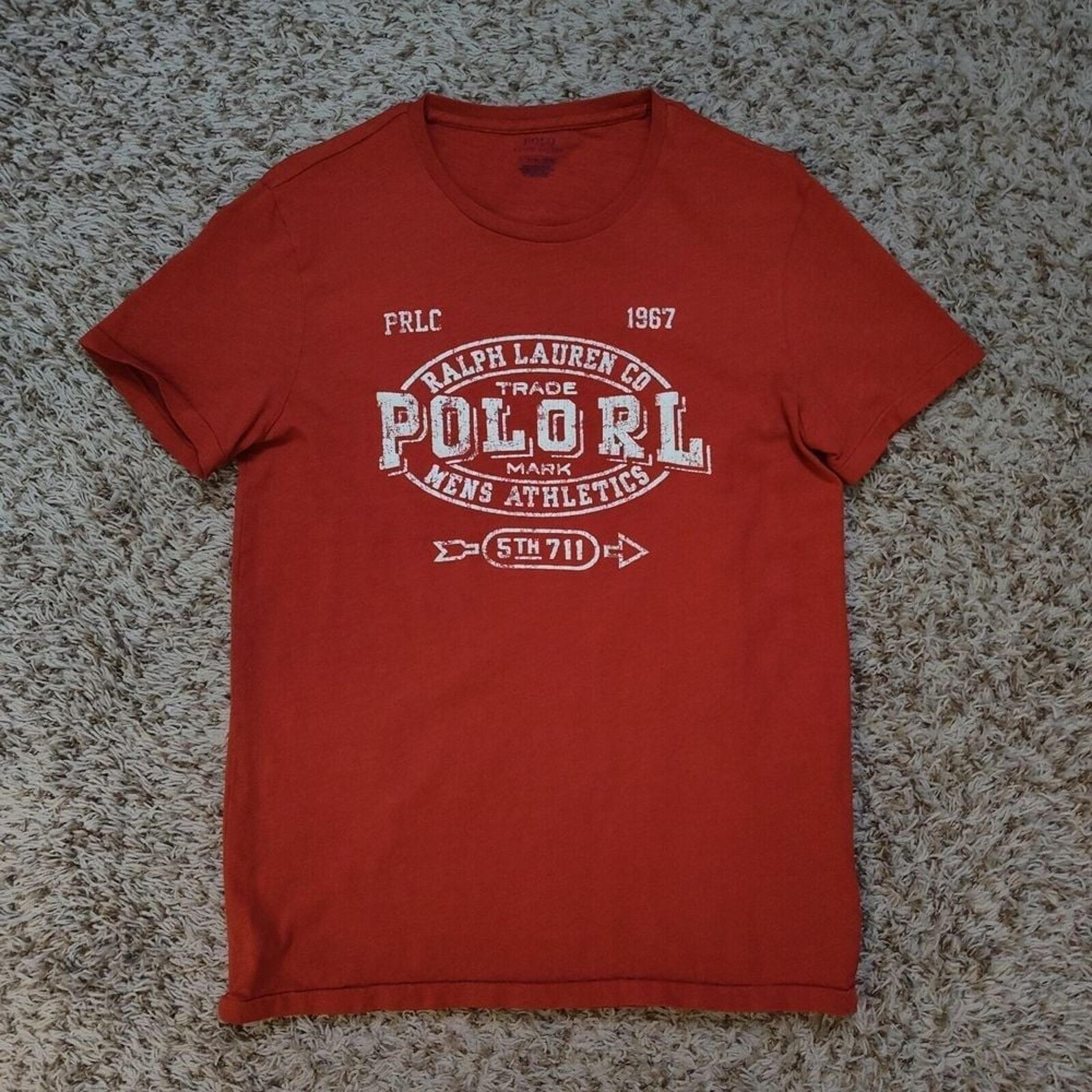 Polo Ralph Lauren Mens Athletics Orange T-Shirt Men Sz M Short Sleeve