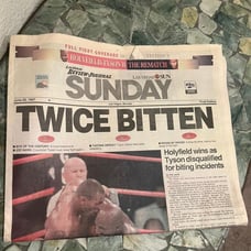 TWICE BITTEN! Mike Tyson Bites Holyfield ear edition LV NEWSPAPER 1997
