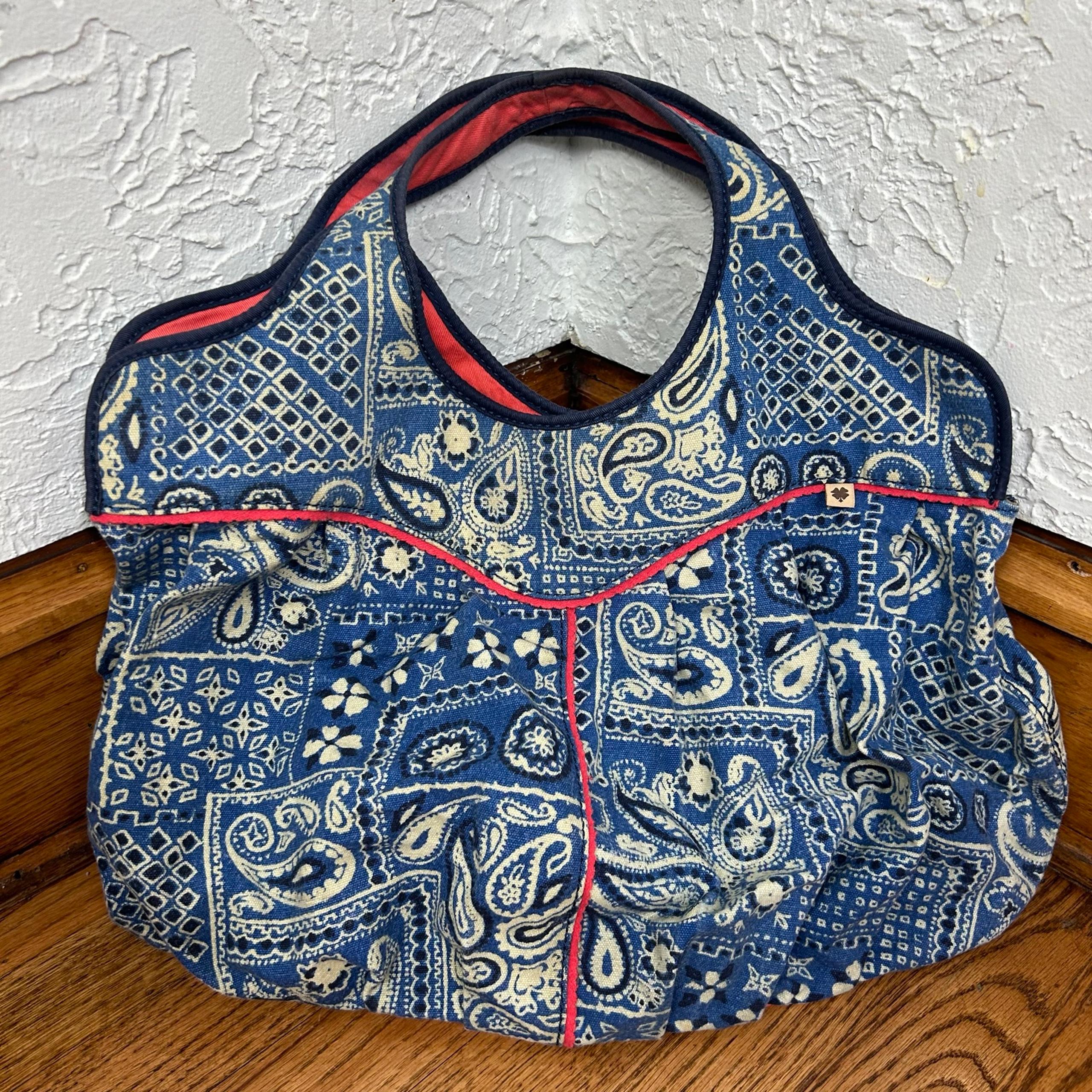Lucky Brand Paisley Bandana BOHO Print Canvas Tote Bag