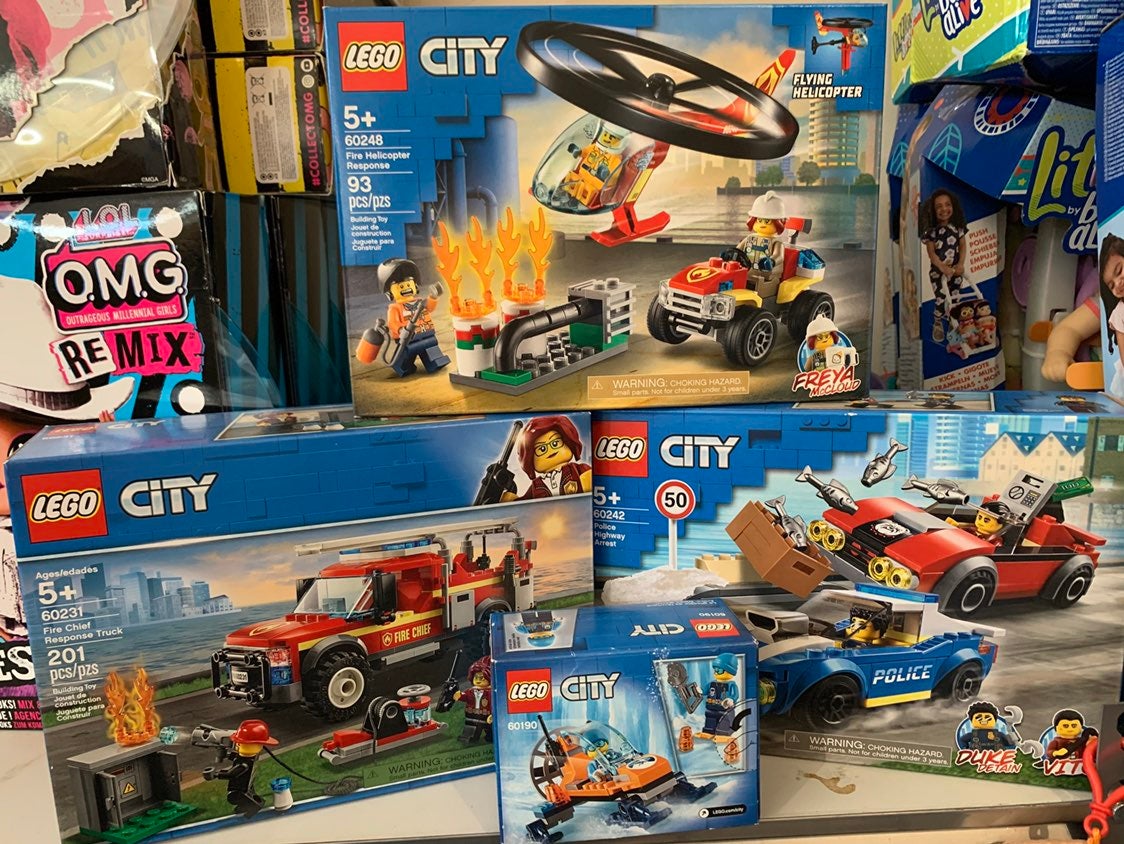 New Lego City Toy Lot Fire Helicopter Rescue - Police Highway Chase- Fire Chief