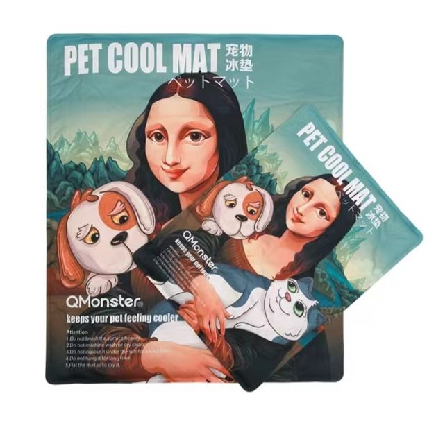 Mona Lisa Art Cooling Mat For Dogs, Large Size Cool Pad – Pressure Activated Gel