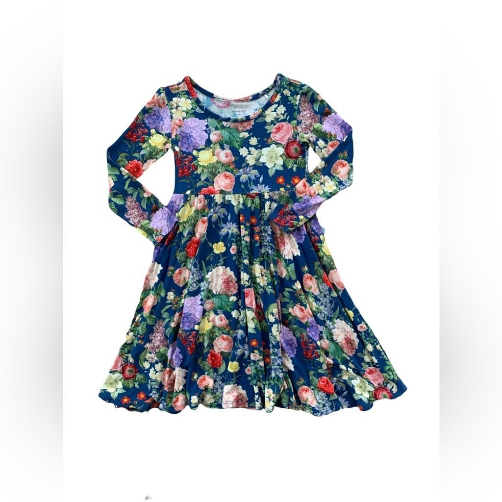 Posh Peanut Size 4T Blue Floral Bamboo Carmen Dress