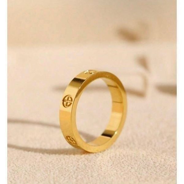 Gold Plated Stainless Steel Cross Love Ring