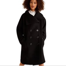 MNG MANGO Wool Blend Pea Coat High Neck Buttoned XS/S