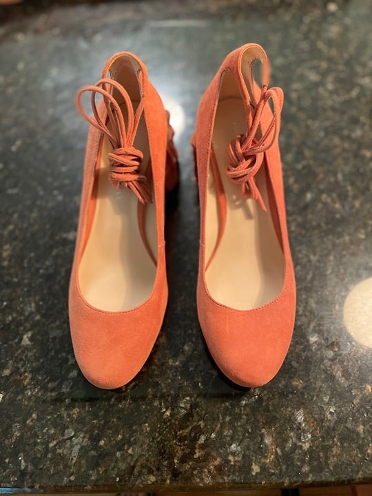 Loeffler Randall Clea Pump: Dusty Rose Lace-Up Ankle Tie with Ruffled Block Heel