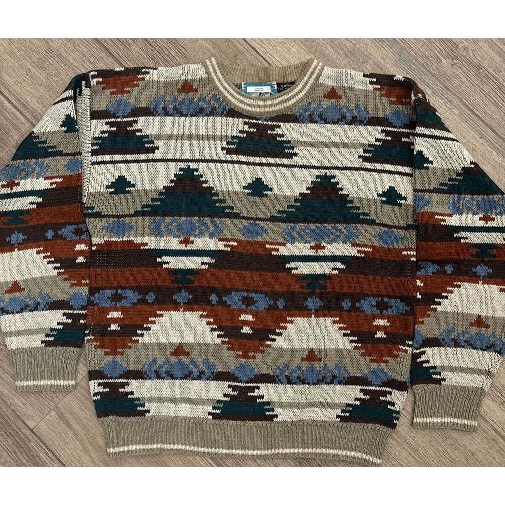 Botany 500 Vintage Cosby Style Sweater Men's Size Medium Colorful Geometric