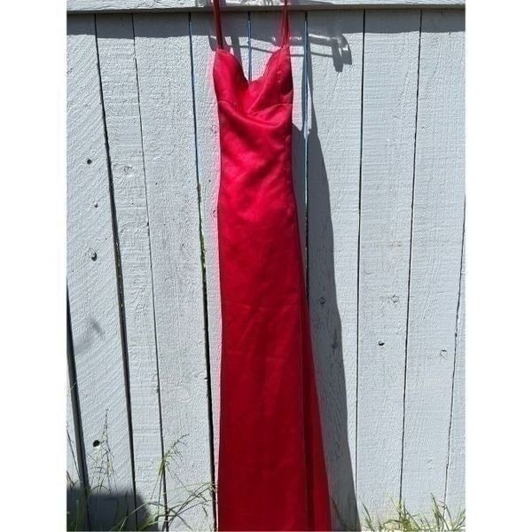 Sexy 90s Red Satin Formal Dress