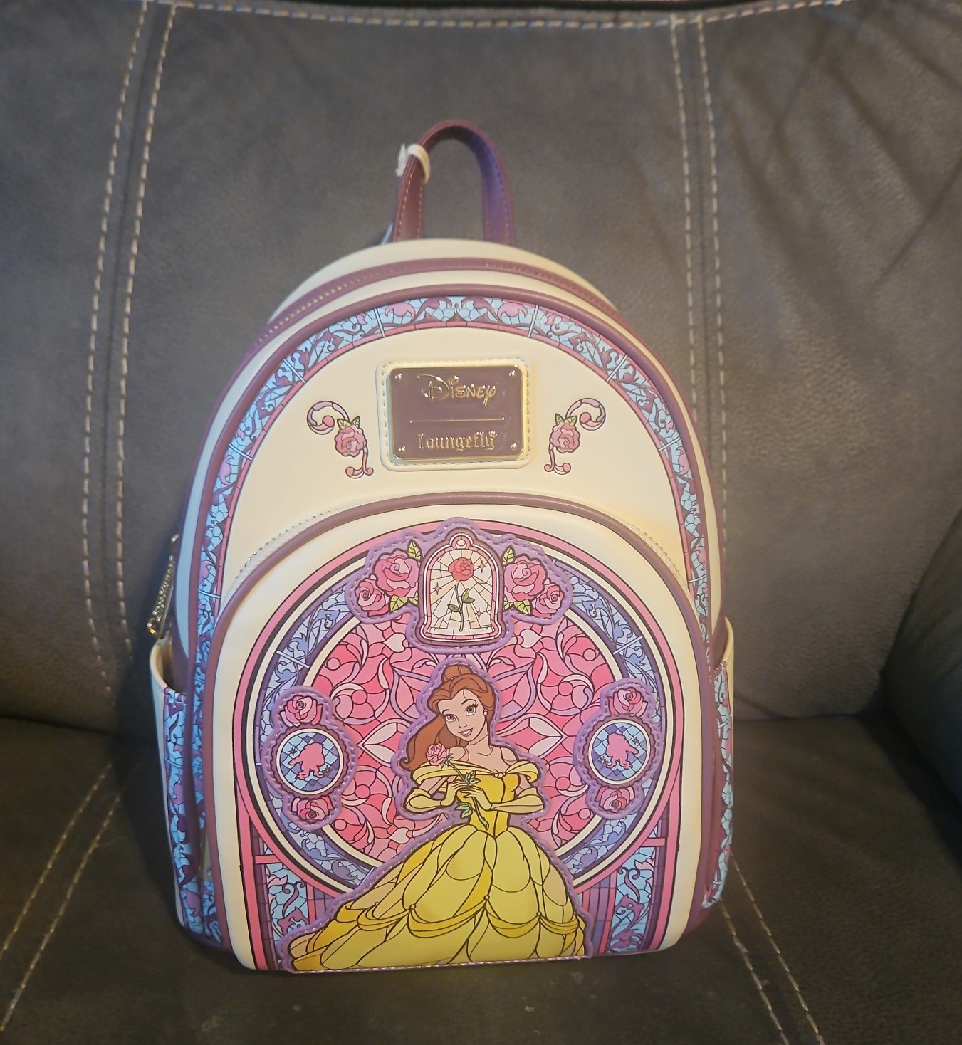 Loungefly Disney Beauty and the Beast Belle Stained Glass Portrait Mini Backpack
