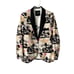 LE SUPERBE Coastal Palm Print Single Breasted Tuxedo Jacket Sz 4