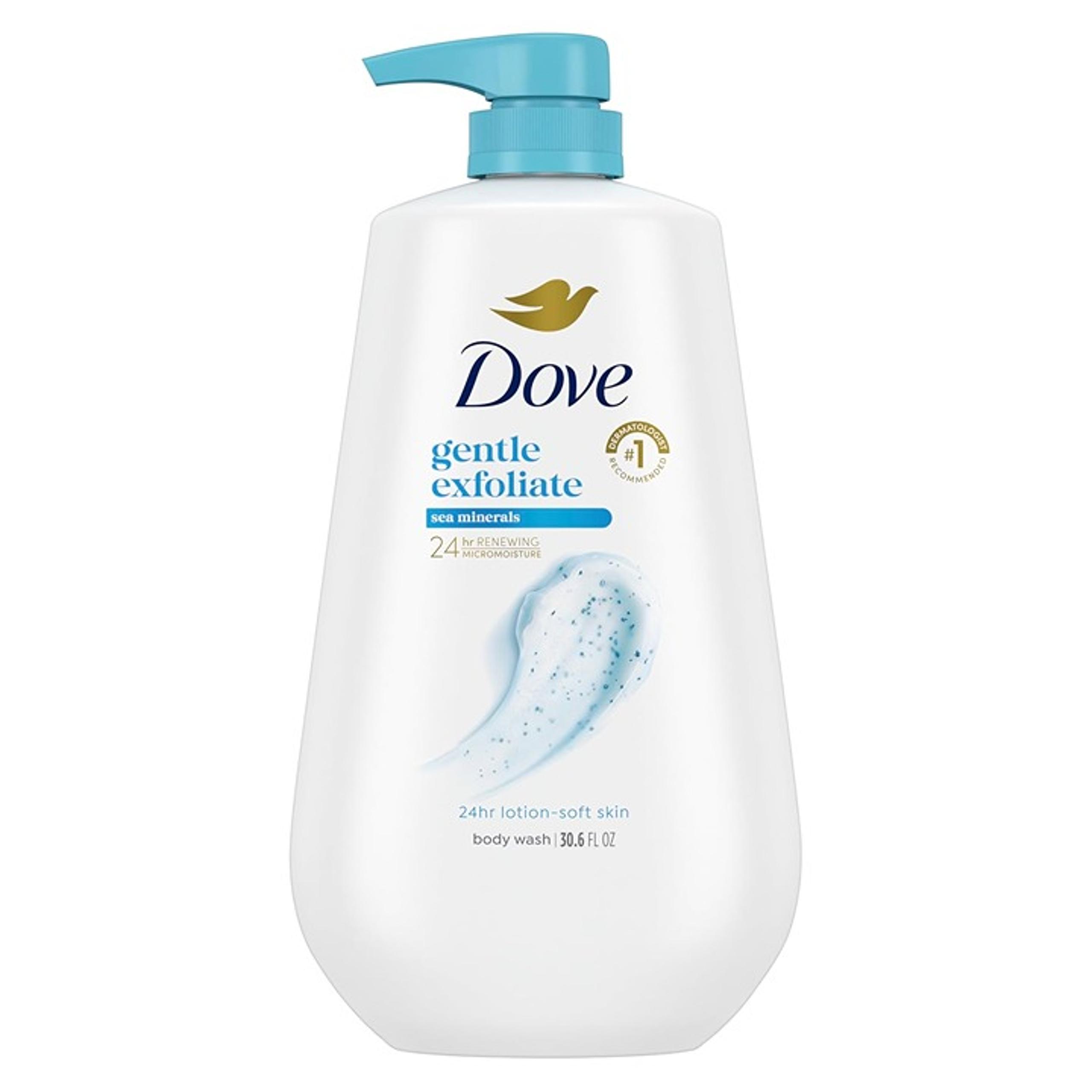 Dove Body Wash with Pump Gentle Exfoliate with Sea Minerals For 24hr Lotion-Soft