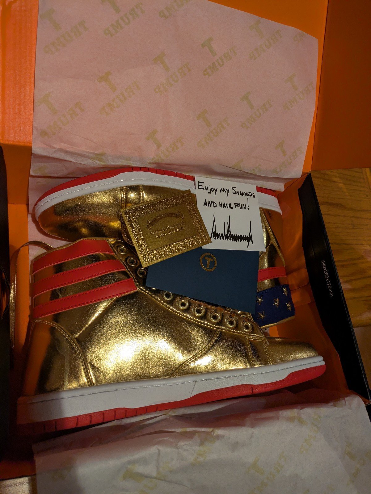 DJT never surrender sneakers size 10 men's size 10 gold
