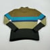 Vintage Clio Sweater Sz Large Green Blue Stripe Ribbed Mockneck Pullover Cotton