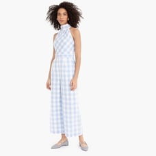 NWT J Crew High-neck jumpsuit in gingham cotton poplin