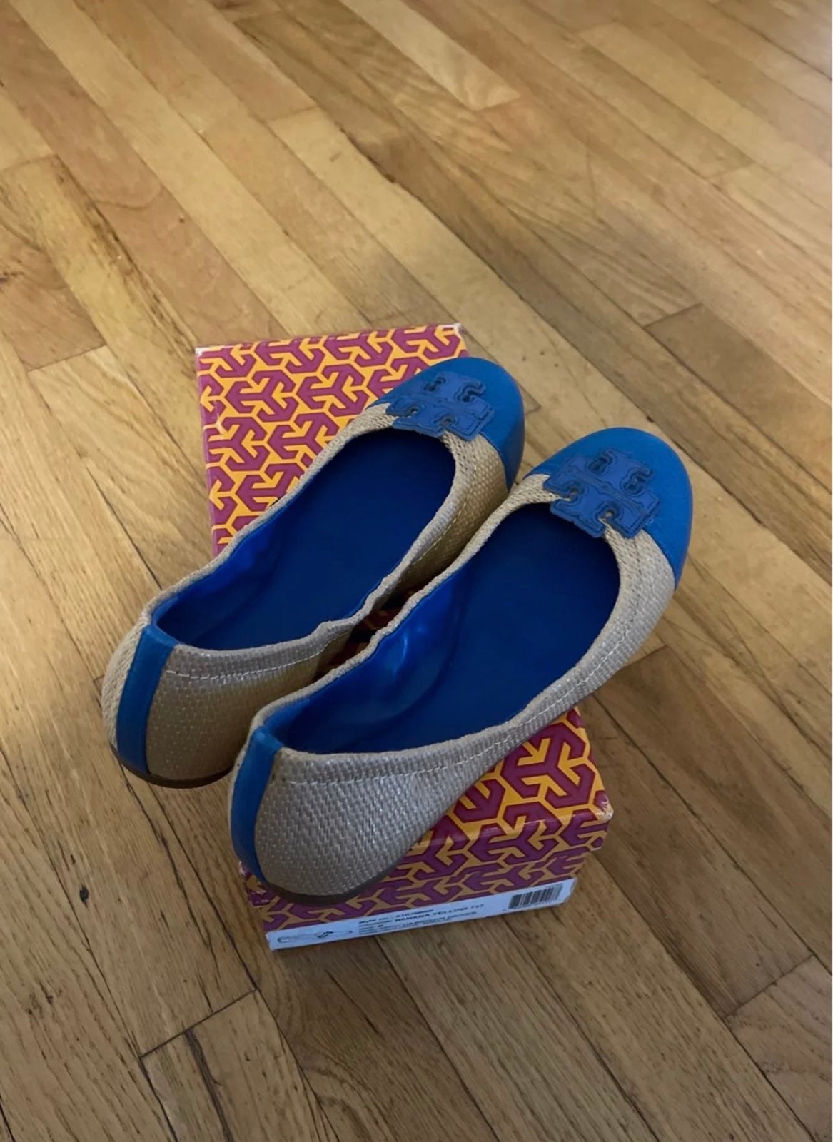TORY BURCH Carita straw leather flat