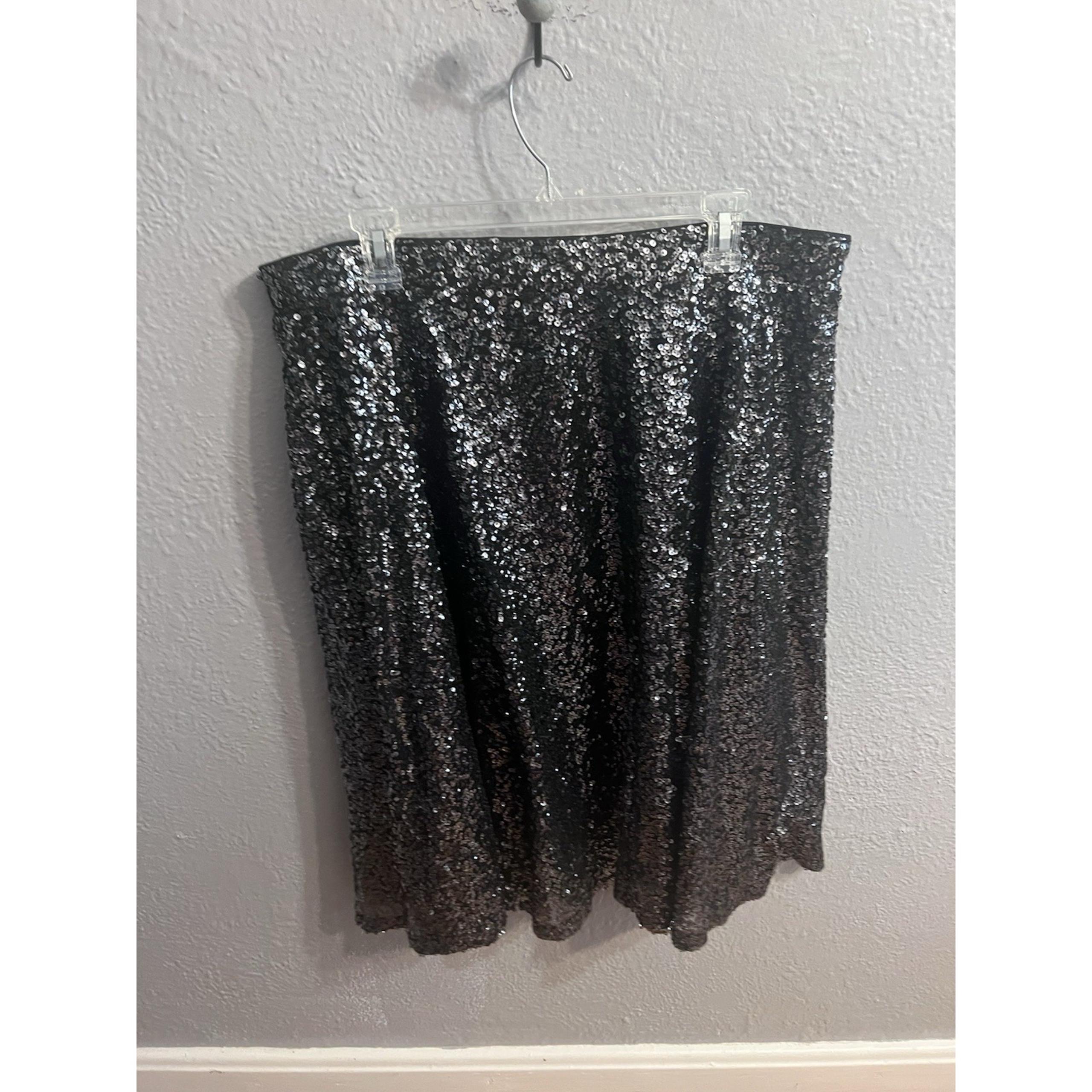 Lane Bryant Skirt Plus Size 18/20 Black Sequins  Stretch
