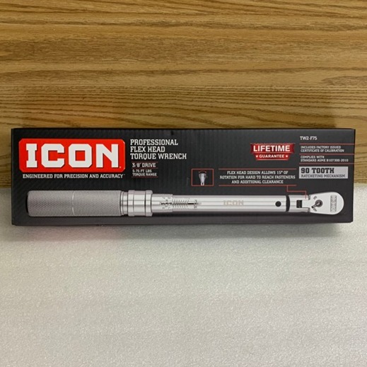 ICON TW2-F75 Professional Flex Head Torque Wrench - 3/8 drive, 58953