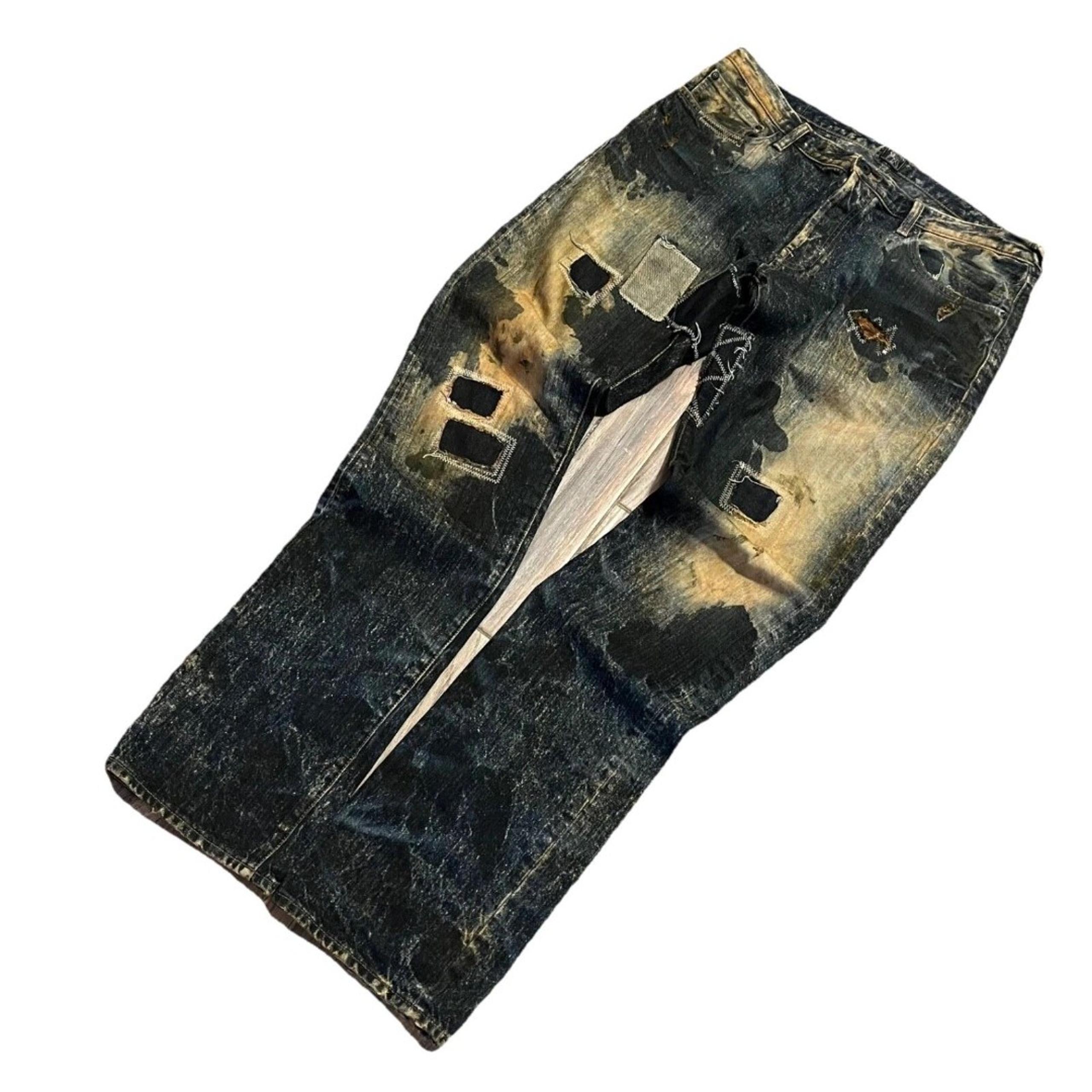 PRPS DEMON FIT FACTORY DISTRESSED PATCHED JEANS MADE IN PORTUGAL 36"x36"