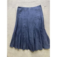Poetry Skirt Womens 10 M Blue 100% Linen Pleated A Line Long Modest Lagenlook