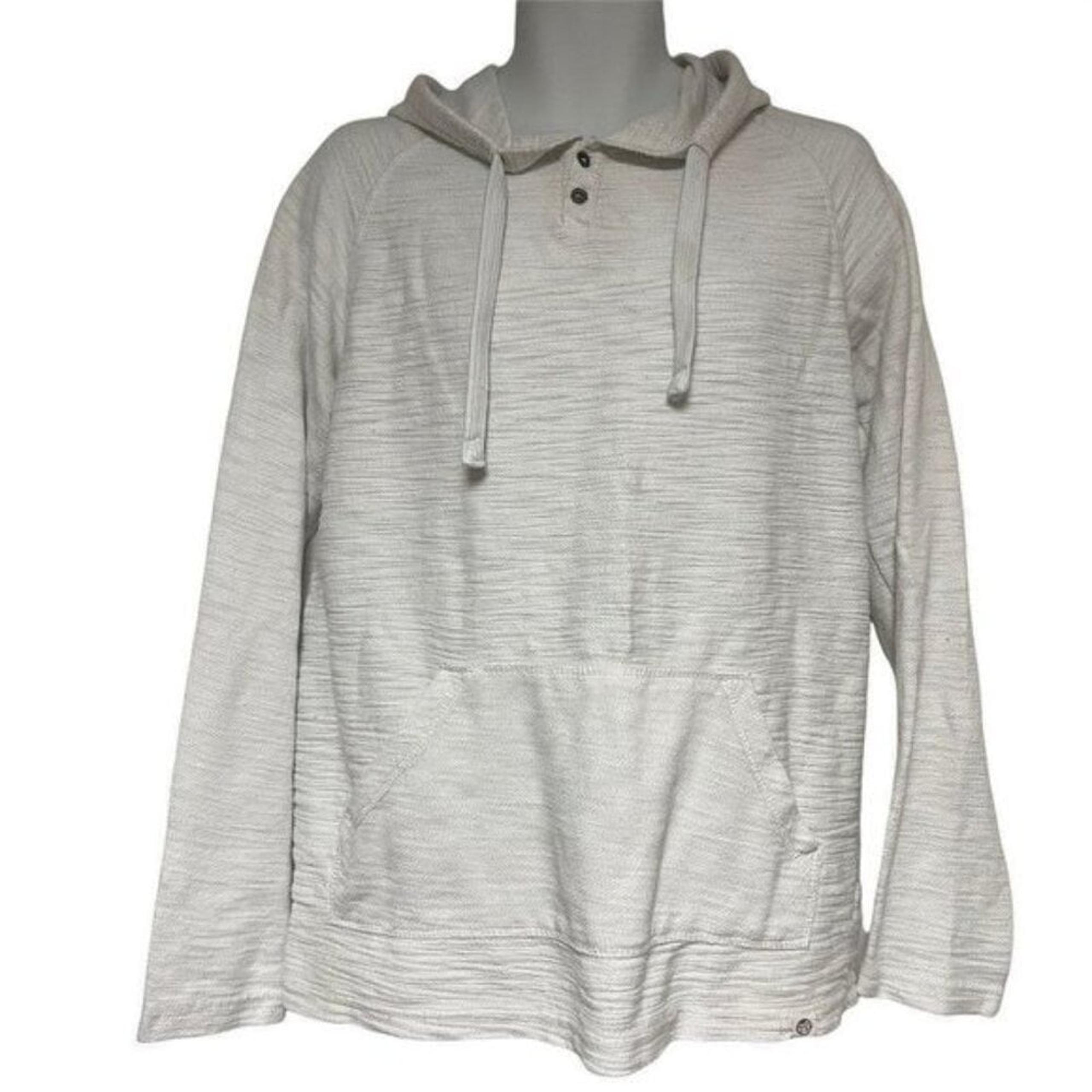 Free Planet Hoodie Pullover Textured Knit Two Button Henley Kangaroo Pocket XL
