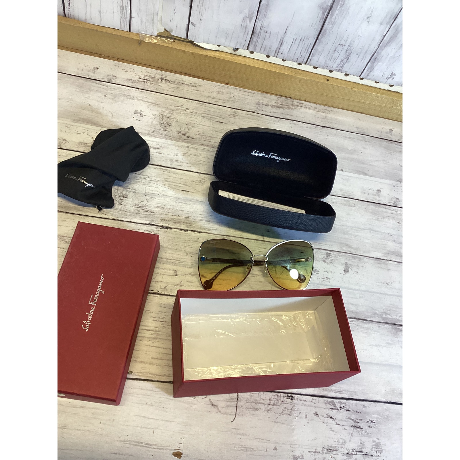 Salvatore Ferragamo SF184S 707 Women's Buckle Sunglasses Gold/Brown