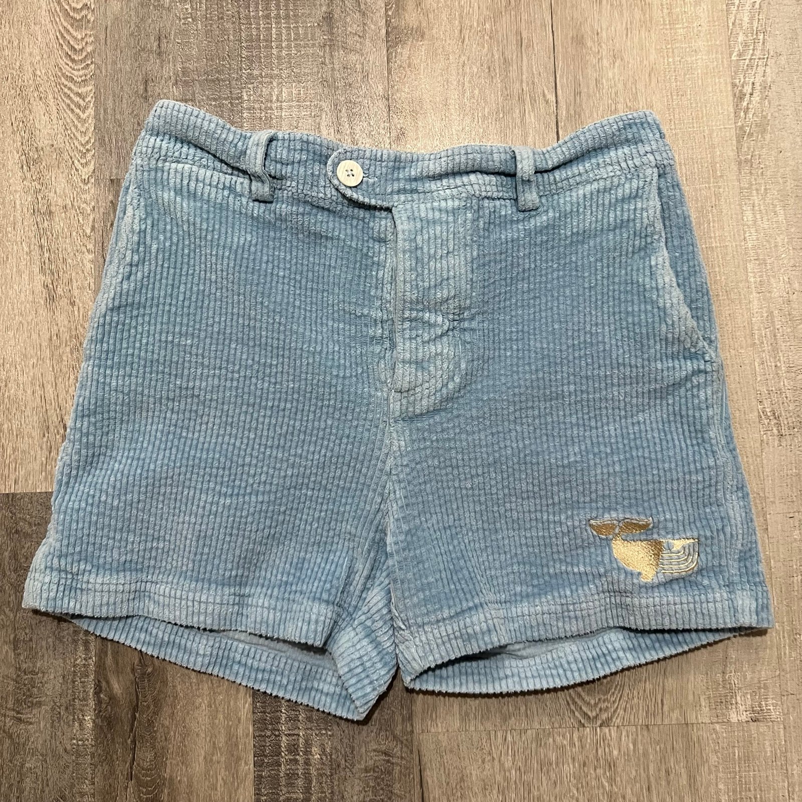 VTG Corduroy Shorts Dogtown Style Blue Beach Surf Skater Whale Embroidered