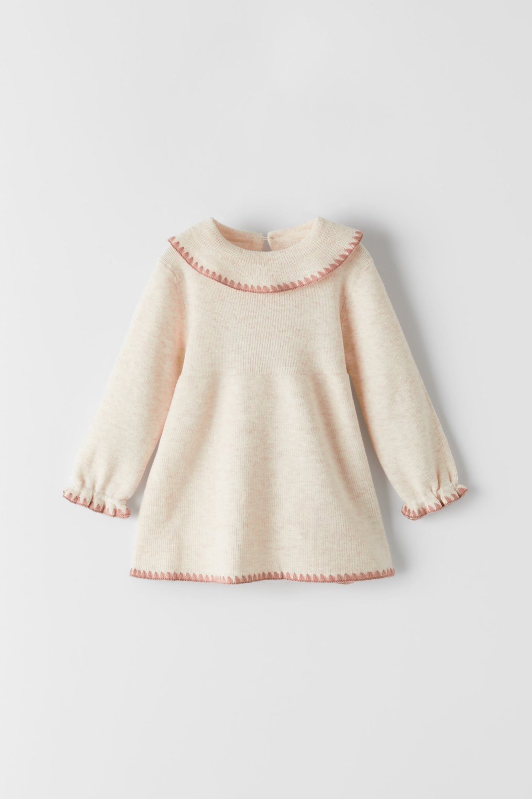 Zara Tustic Knit Dress Cream and Pink Trim 4-5