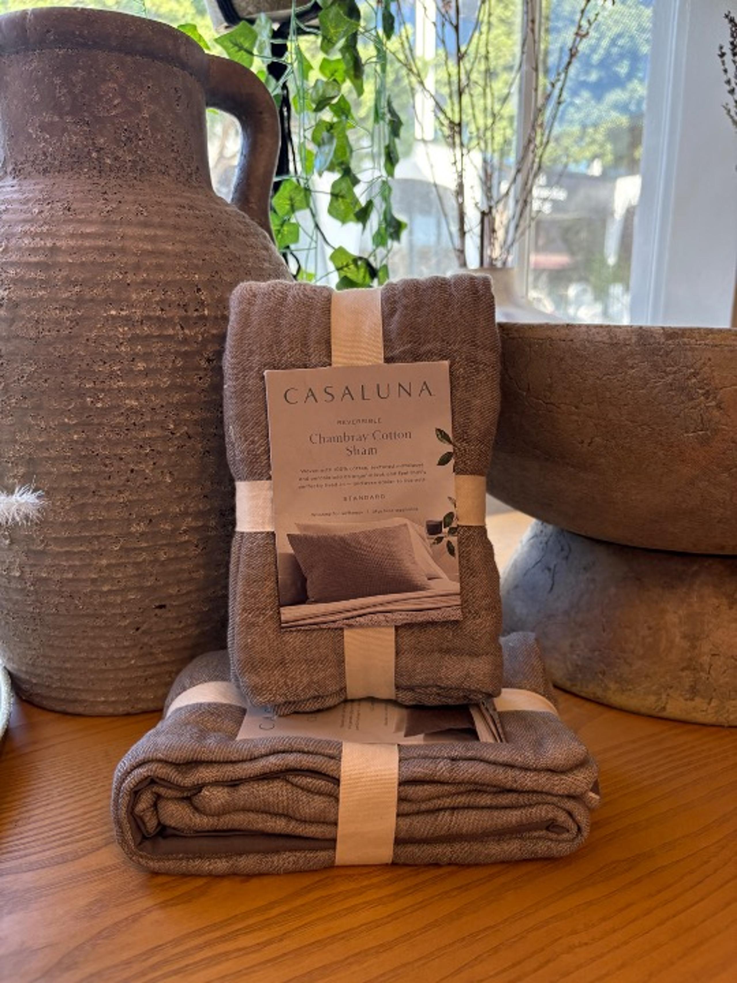 Set of 2 Reversible Textured Cotton Chambray Coverlet Sham from Casaluna