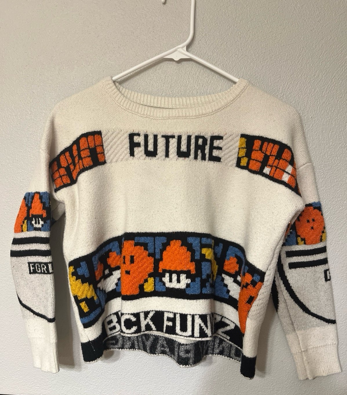 Cropped Future Black Funny ZZ Knit Gamer Graphic Knit Sweater