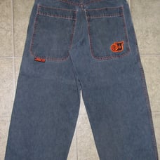 Vintage JNCO Twin Cannons - Blue with Orange stitching - Waist 32 Inseam 30 -