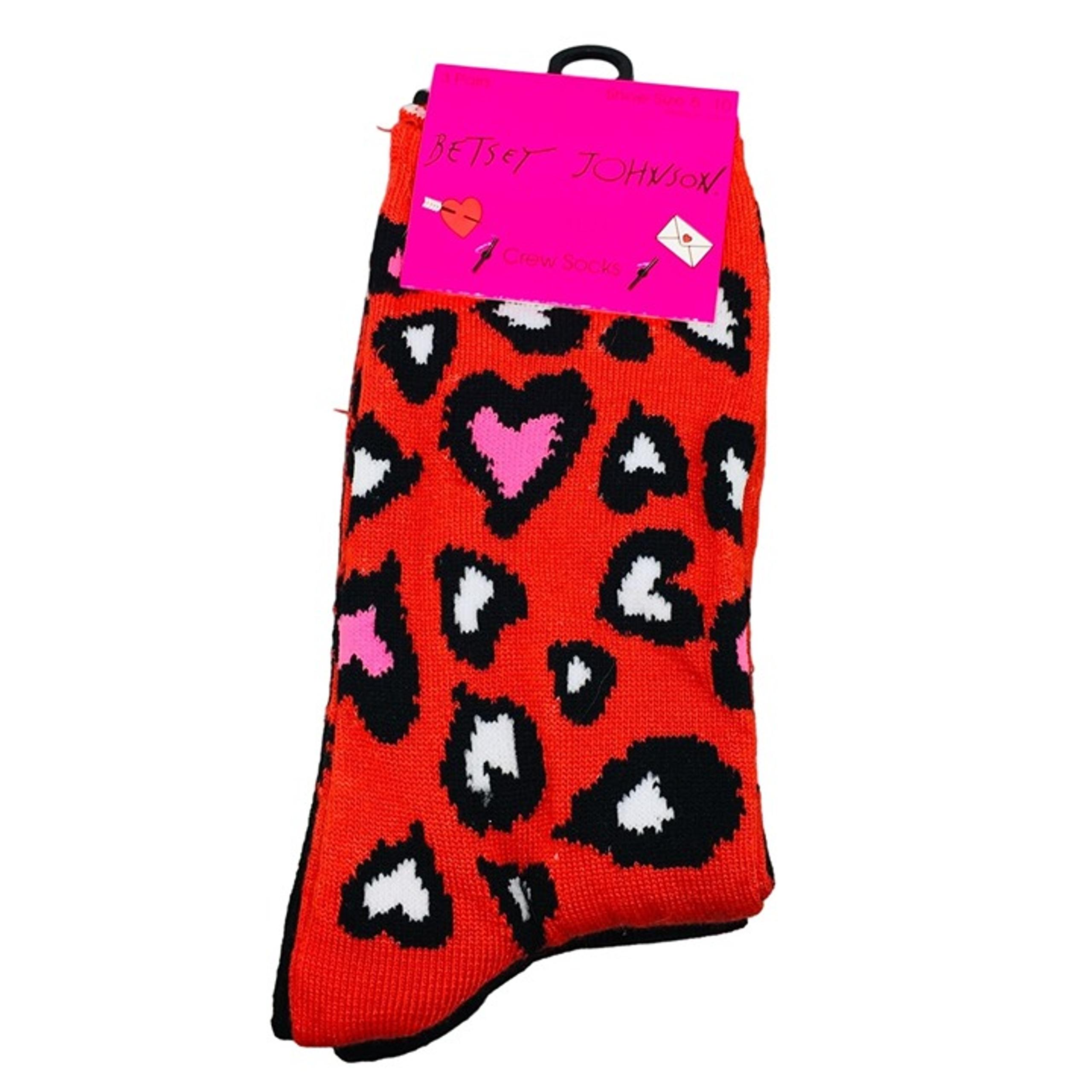 Betsey Johnson Valentine Hearts Women's Crew Socks Size 5-10