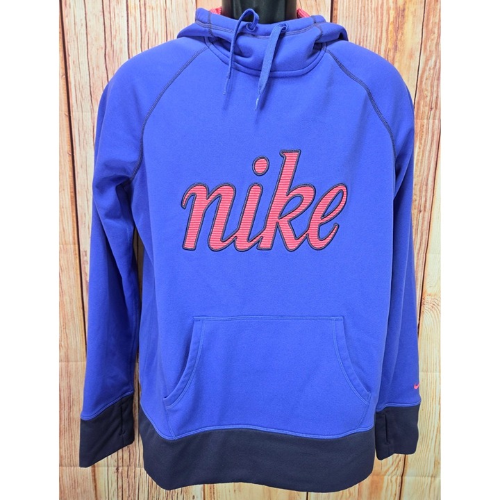 Nike Therma-Fit Womens Hoodie Large Blue With Red & Black Accent