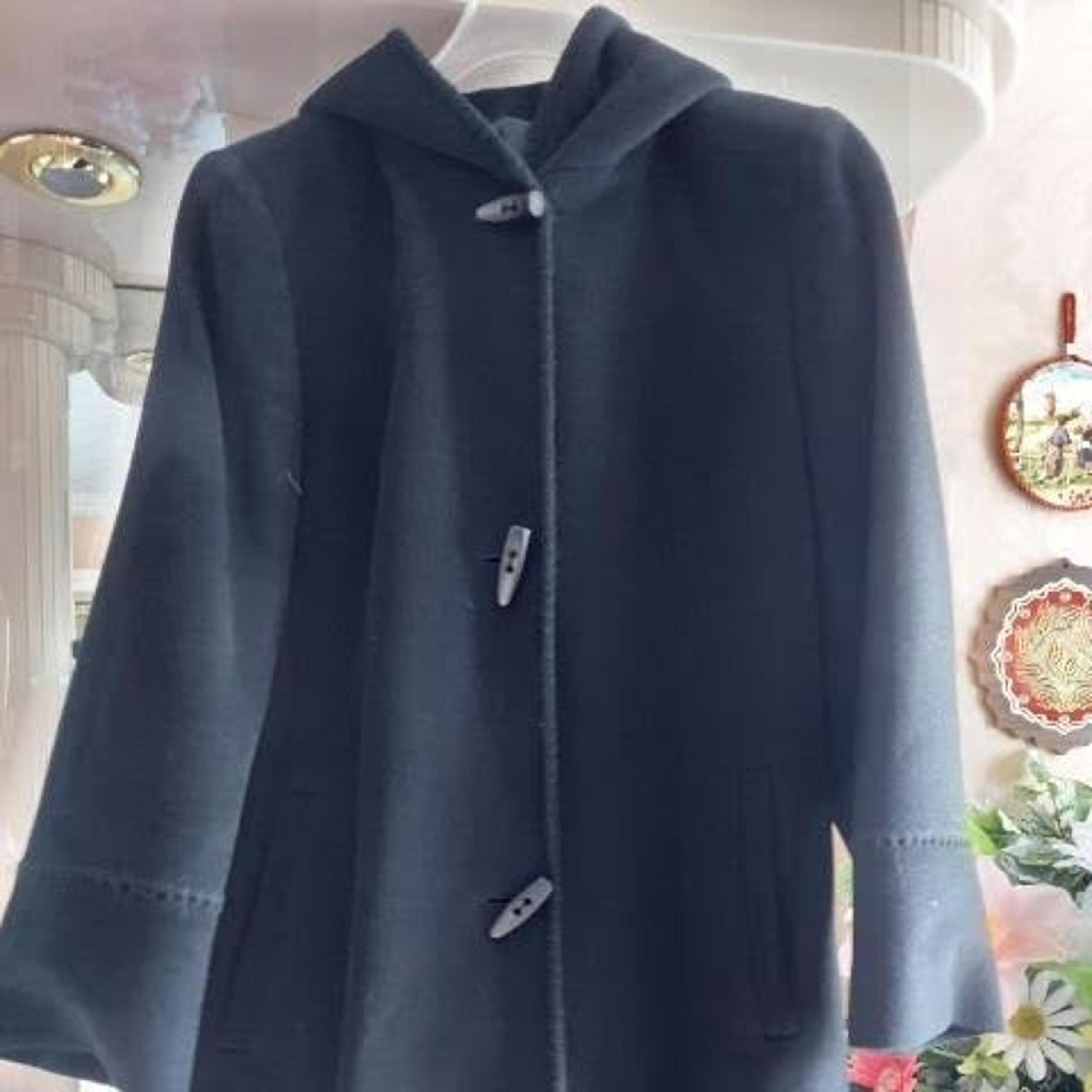 EUC CINZIA ROCCA ICONS Women's Hooded Black Alpaca Wool Full Length Coat - US 4