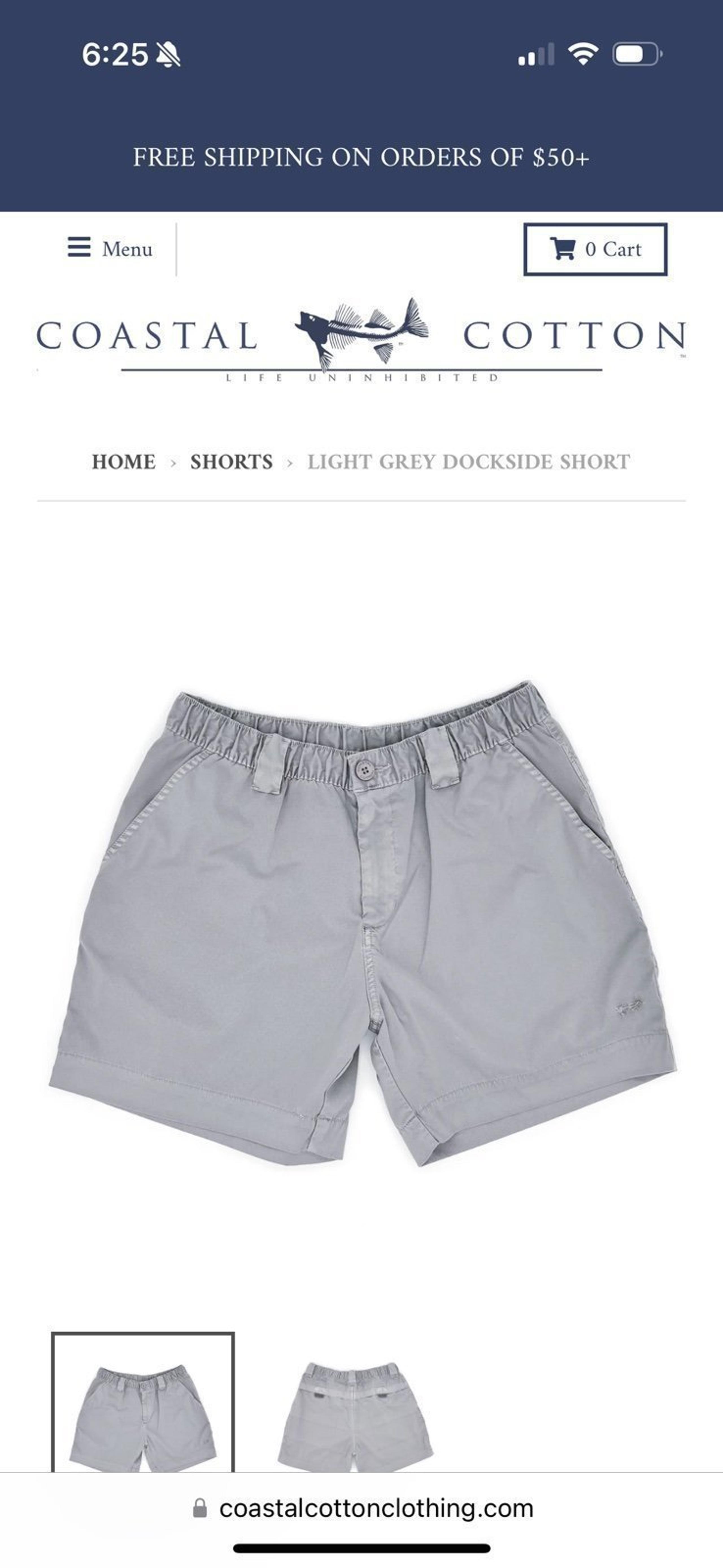 Men’s coastal cotton clothing dockside shorts light grey men’s small new w tags