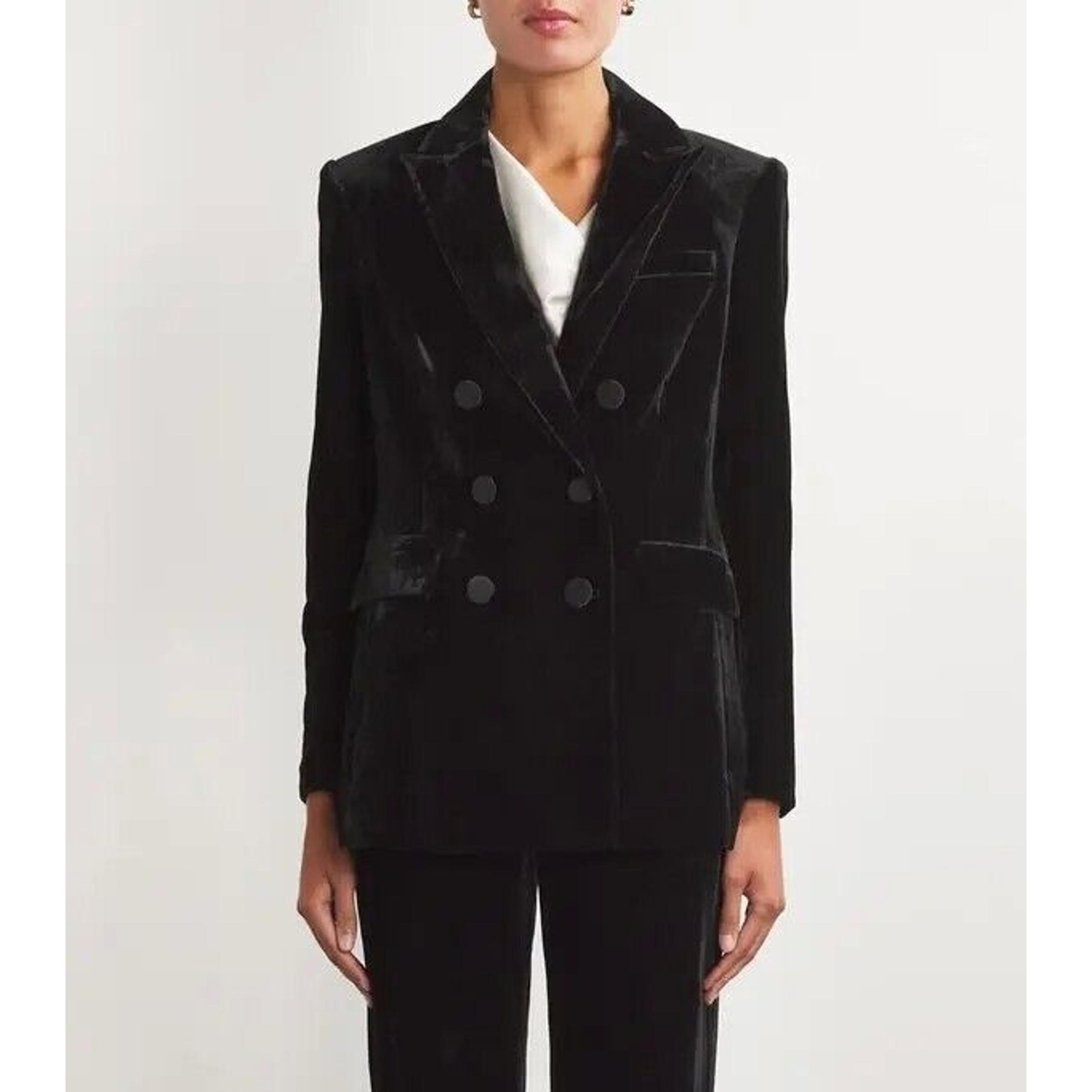 New Veronica Beard Ellette Velvet Dickey Jacket, Black, Size 4