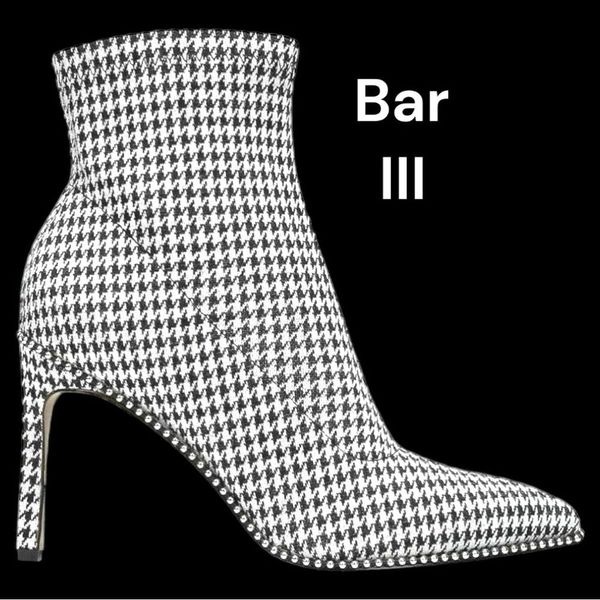 Bar III very very nice black and white plaid ankle boots!