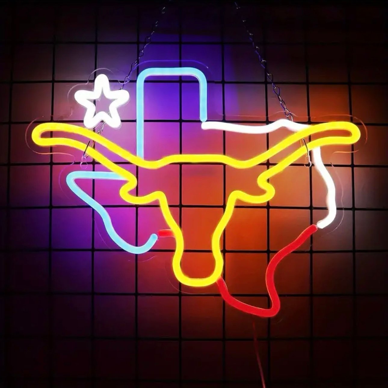 Texas Longhorns LED Neon Style Hanging Light NCAA Football College Sports Decor