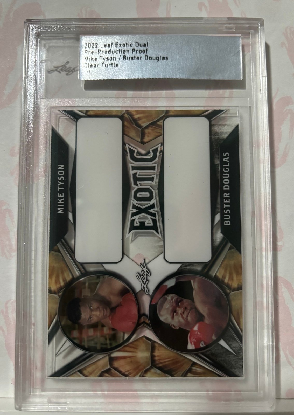 2022 Leaf Exotic Dual Mike Tyson & Buster Douglas Proof Clear Turtle #'d 1/1