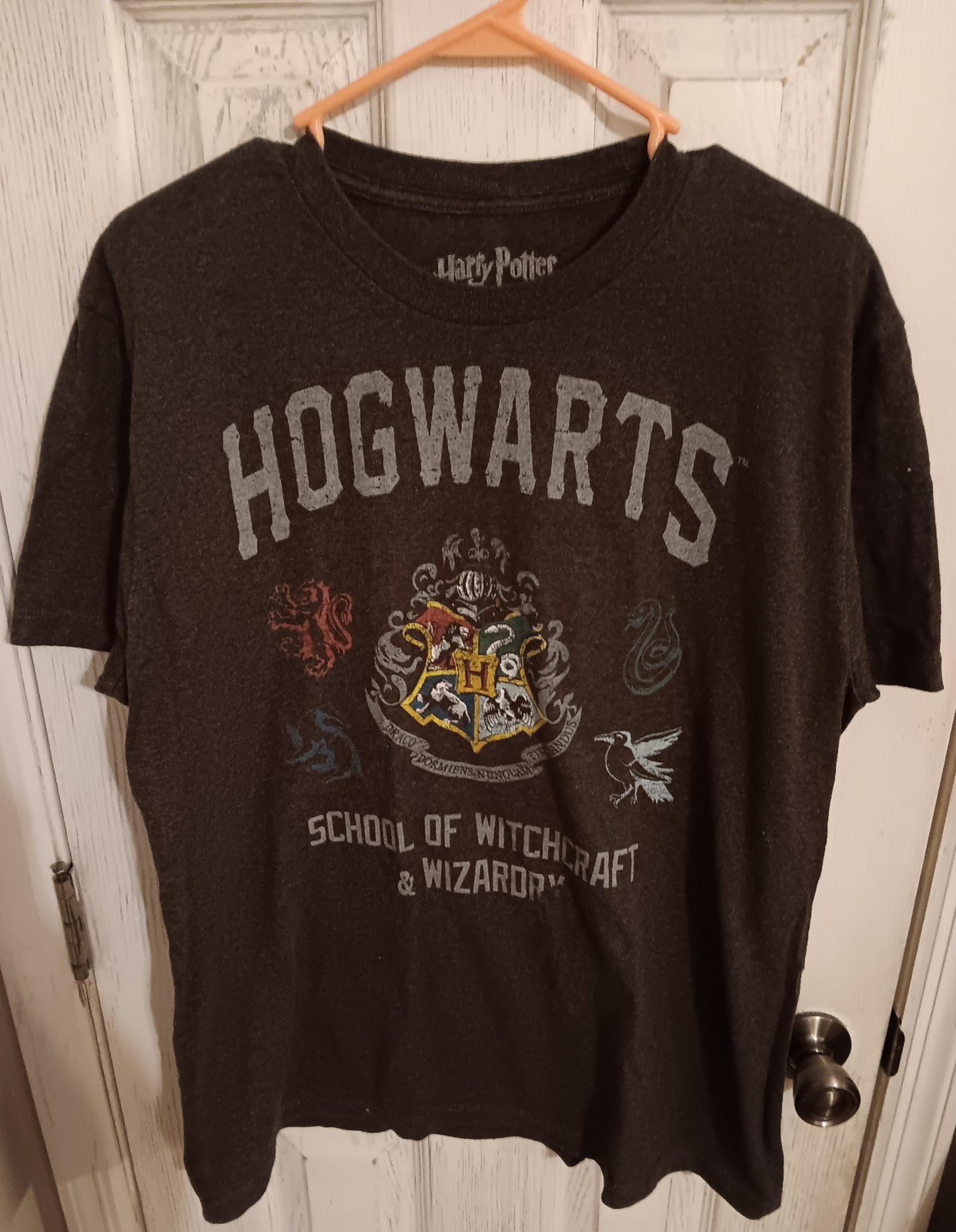 Harry Potter Mens Gray Large Hogwarts School of Witchcraft & Wizardry Tshirt