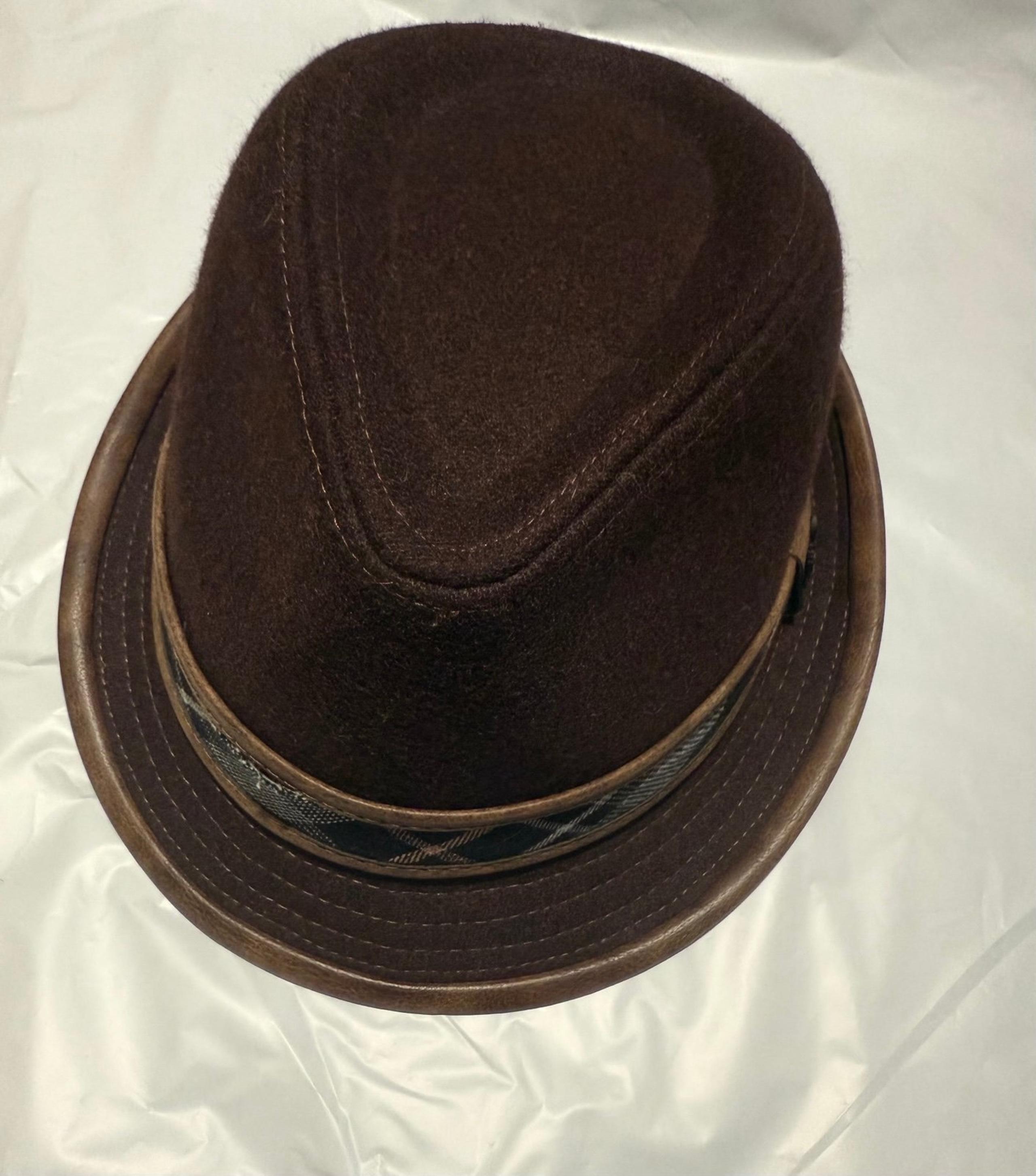 50% Wool Men's Brown Felt fedora Hat Size Large - Stacy Adams