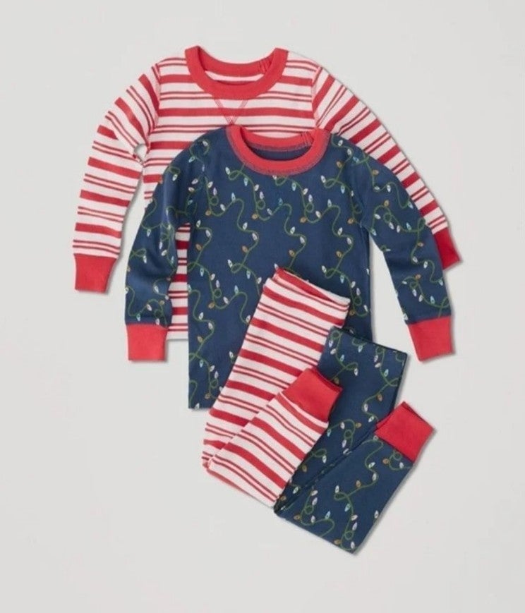 New Kids PACT Organic Cotton Christmas Lights and Candy Cane Print Pajamas Set