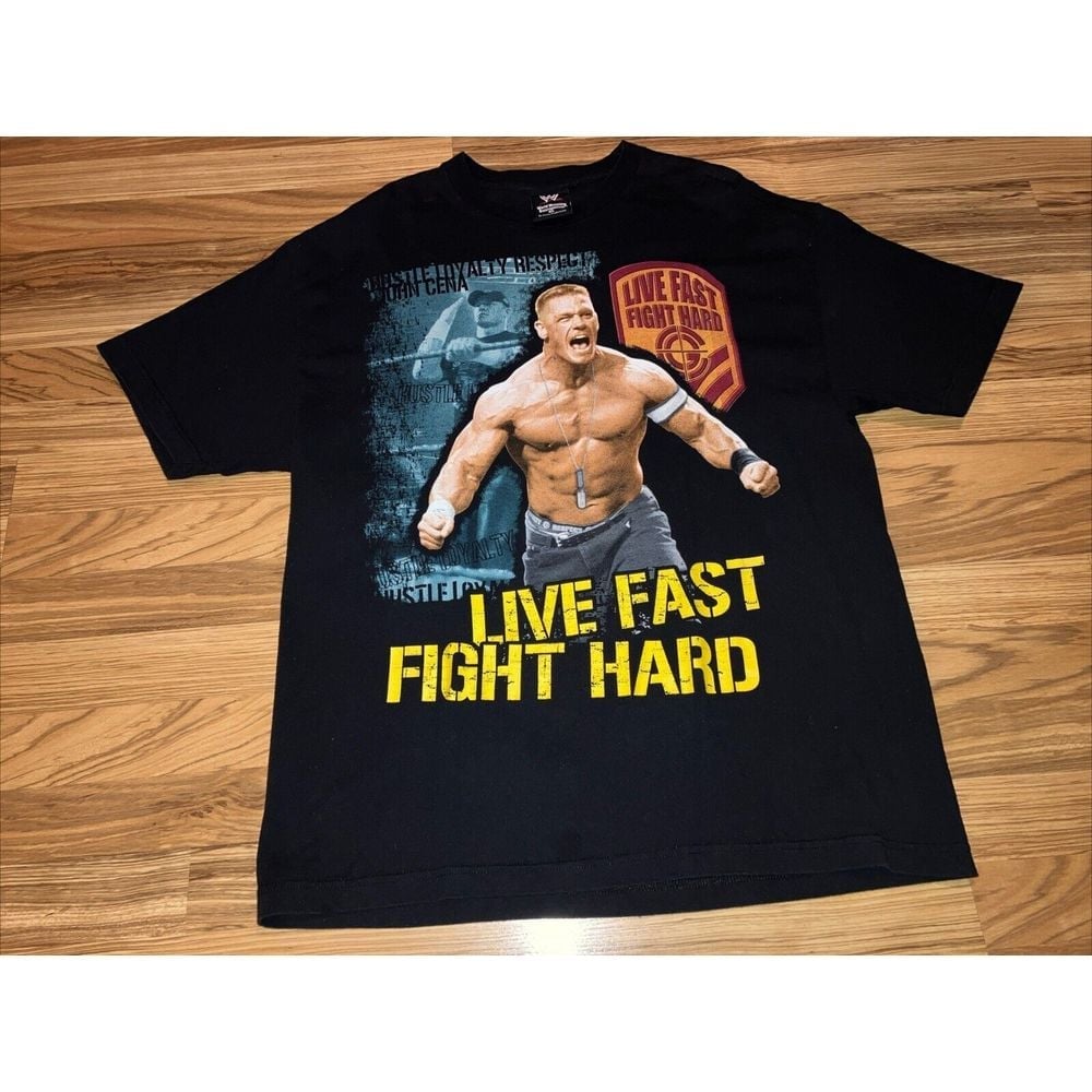 WWE Vintage Mens Sz XL TShirt John Cena 2002 RARE VTG Live Fast Fight Hard